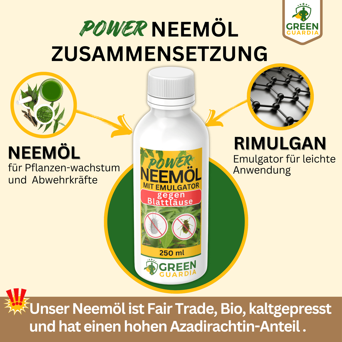 Power Neemöl gegen Blatt - und Wollläuse - Green Guardia - Ihr Experte für Schädlinge und Pflanzen