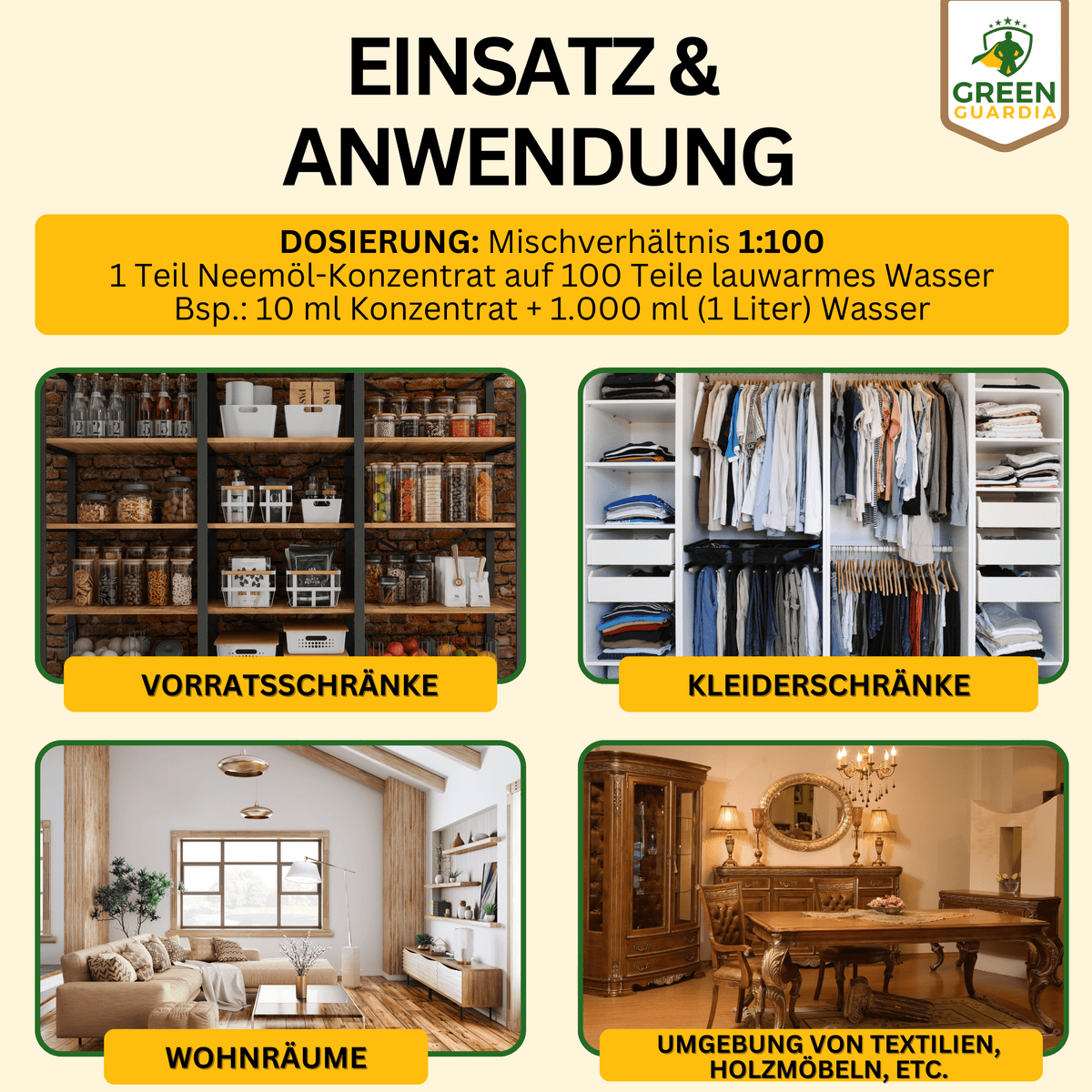 Power Neemöl gegen Lebens - & Kleidermotten - Green Guardia - Ihr Experte für Schädlinge und Pflanzen