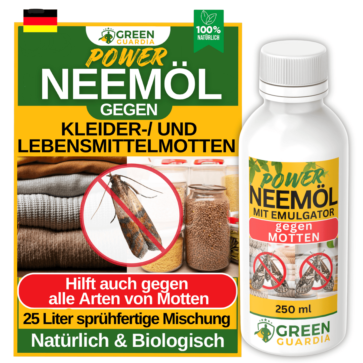 Power Neemöl gegen Lebens - & Kleidermotten - Green Guardia - Ihr Experte für Schädlinge und Pflanzen