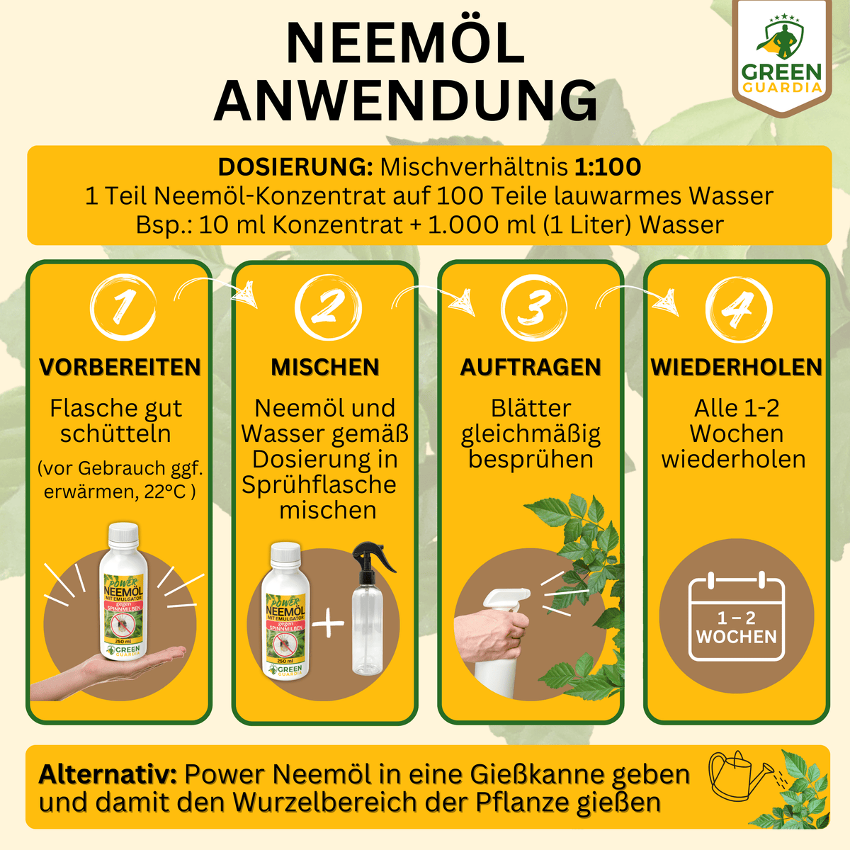 Power Neemöl gegen Spinnmilben - Green Guardia - Ihr Experte für Schädlinge und Pflanzen