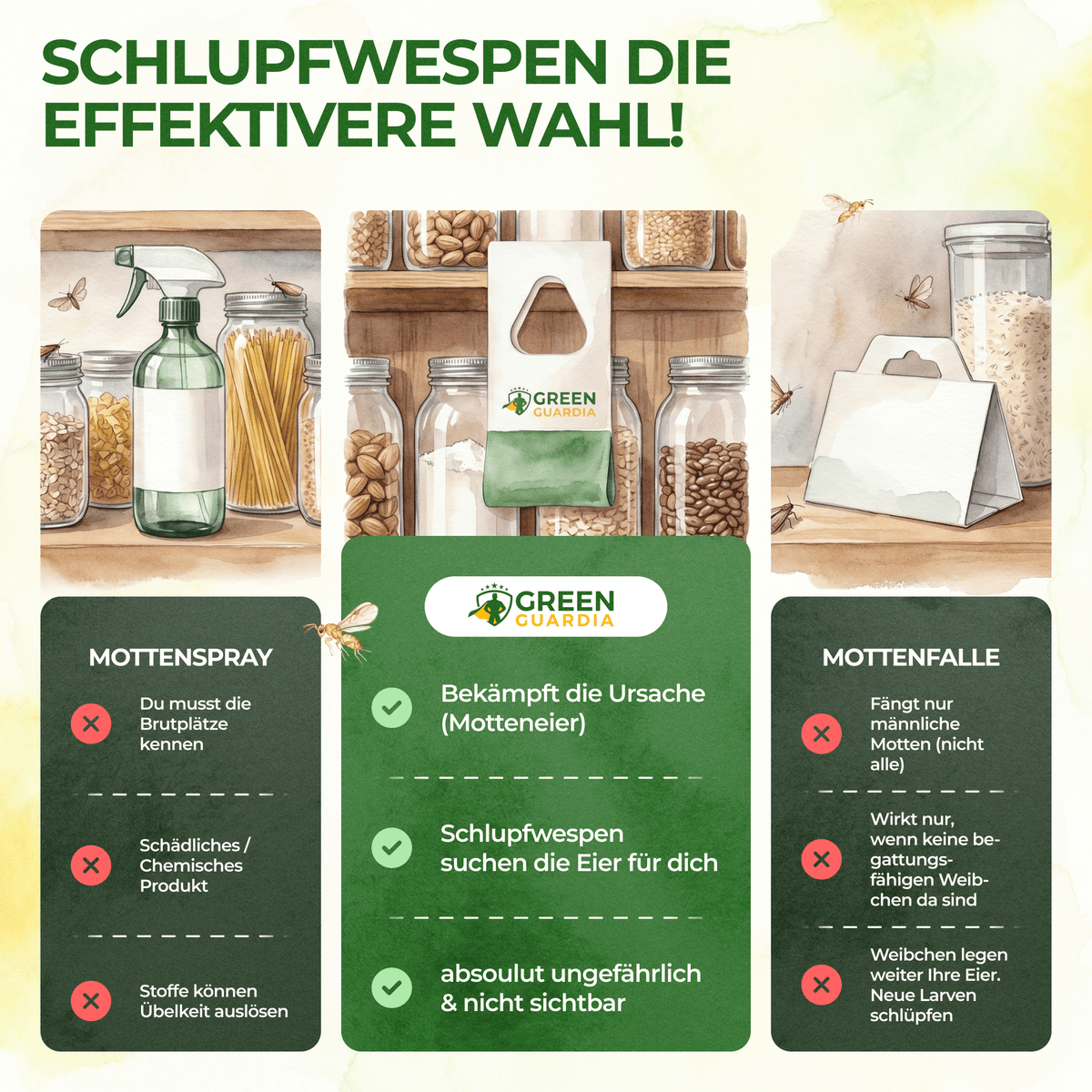 Schlupfwespen gegen Lebensmittelmotten - Green Guardia - Ihr Experte für Schädlinge und Pflanzen